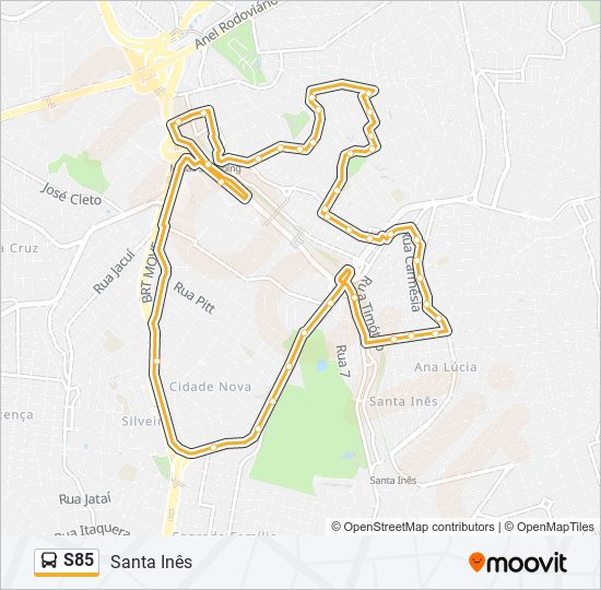 Mapa de S85 de autobús