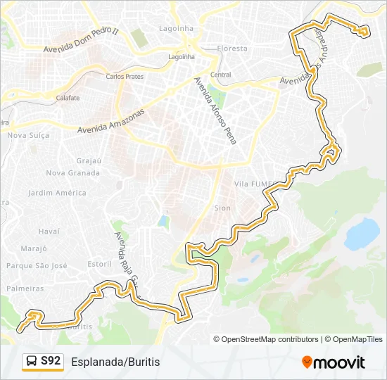 S92 Bus Line Map