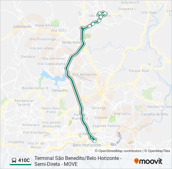 Mapa de 410C de autobús