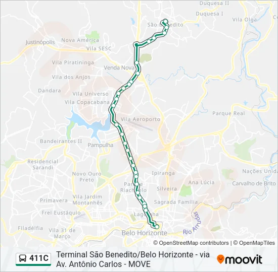 411C Bus Line Map