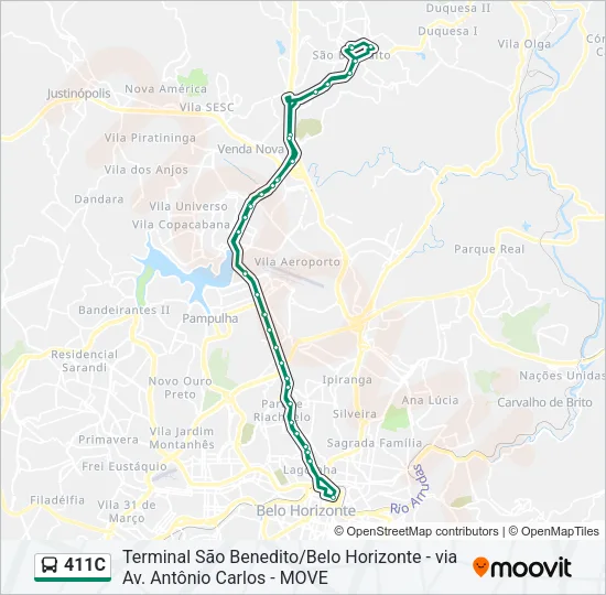 411C Bus Line Map