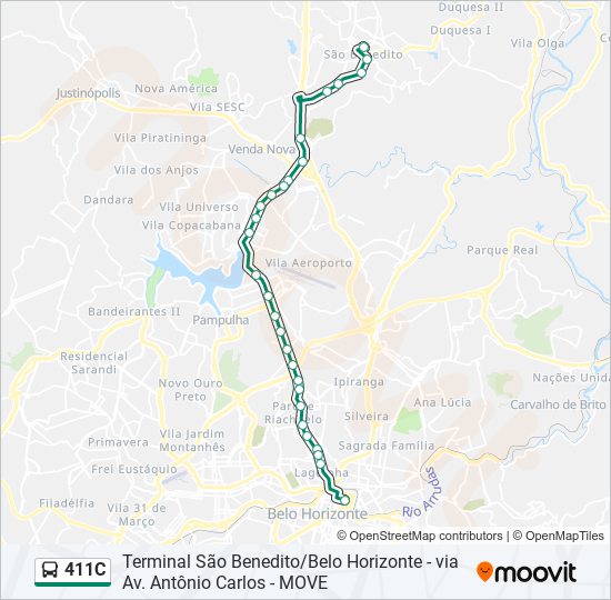 Mapa da linha 411C de ônibus