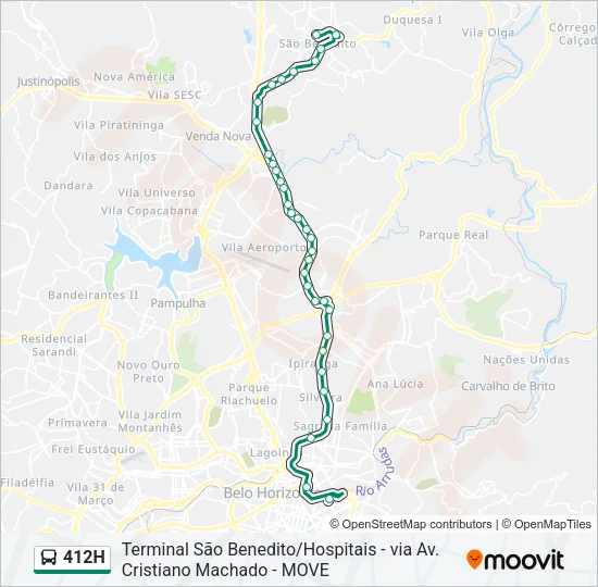 412H Bus Line Map