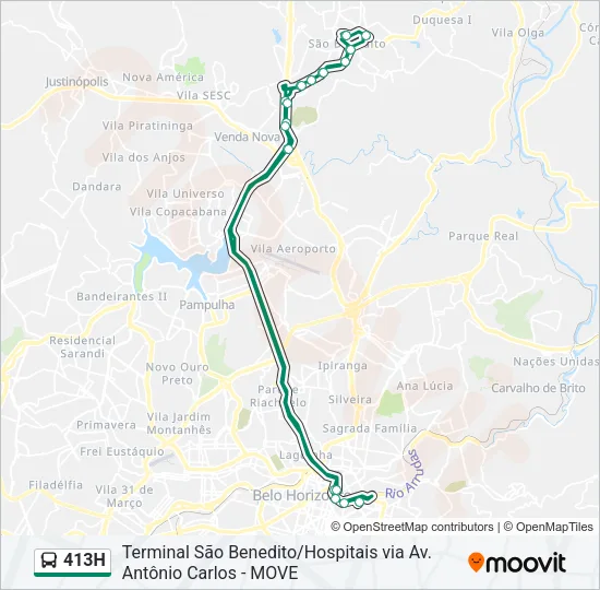 413H Bus Line Map