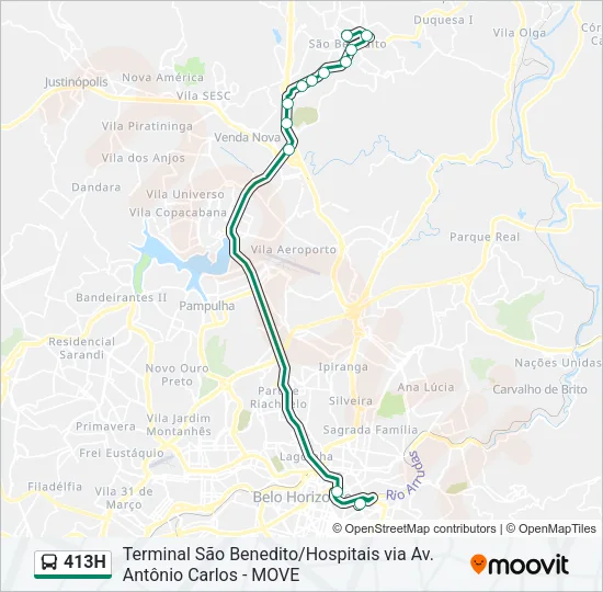 413H Bus Line Map
