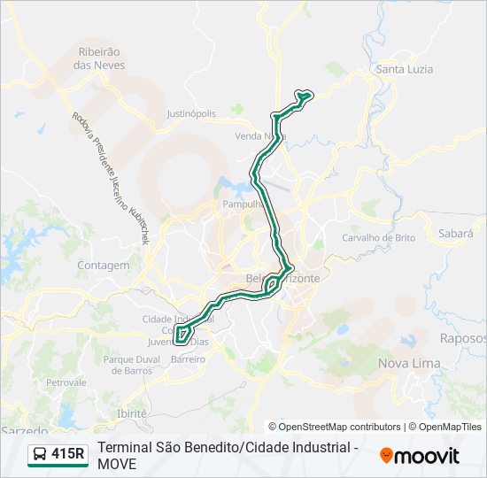 Mapa da linha 415R de ônibus