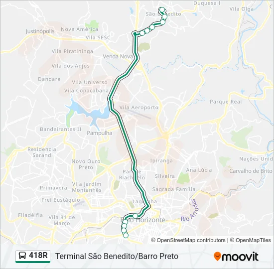 418R Bus Line Map