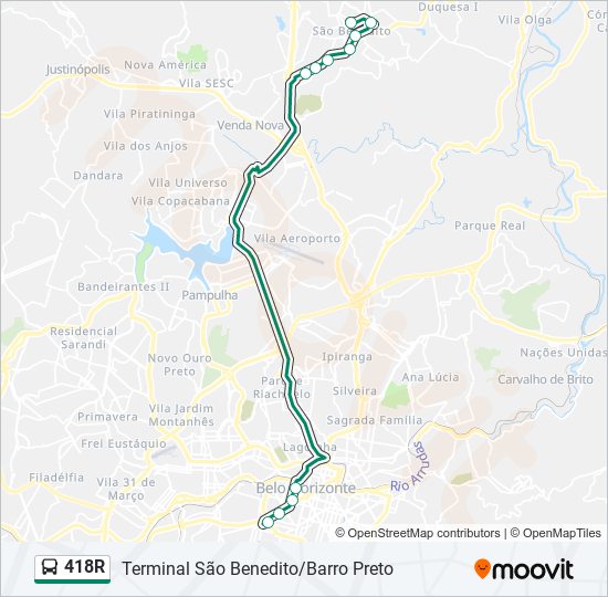 Mapa de 418R de autobús