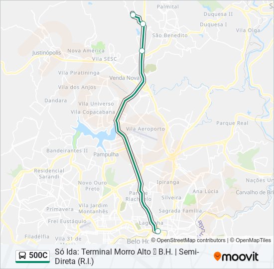 Mapa de 500C de autobús