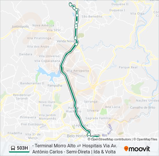 Mapa da linha 503H de ônibus