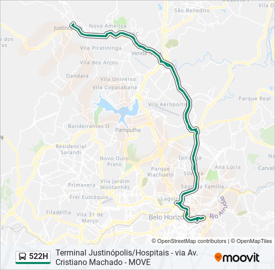 Mapa de 522H de autobús