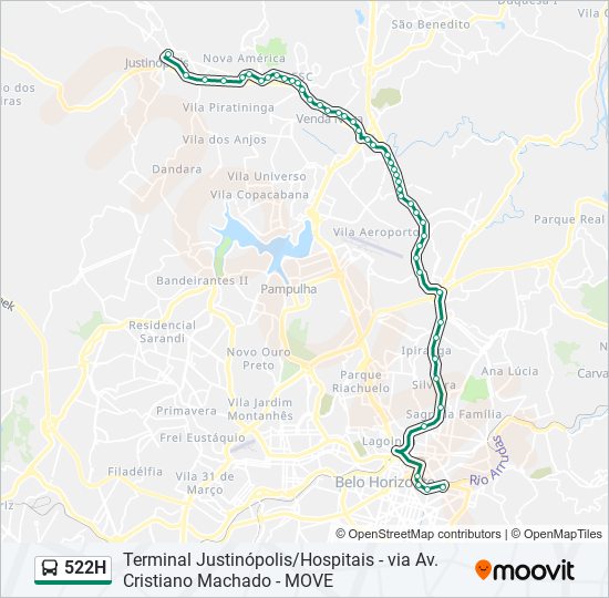 Mapa de 522H de autobús