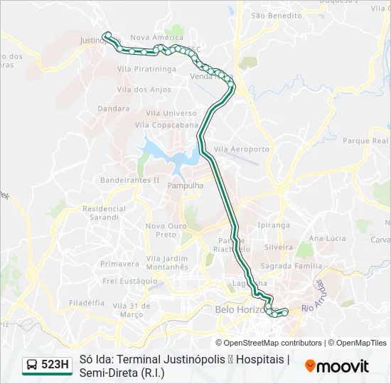 523H Bus Line Map