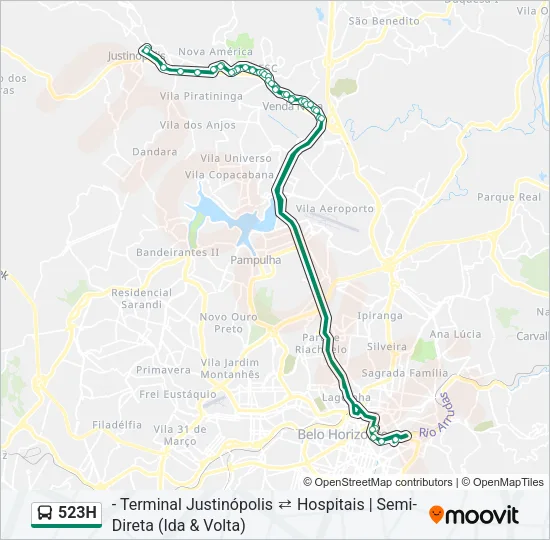 523H Bus Line Map