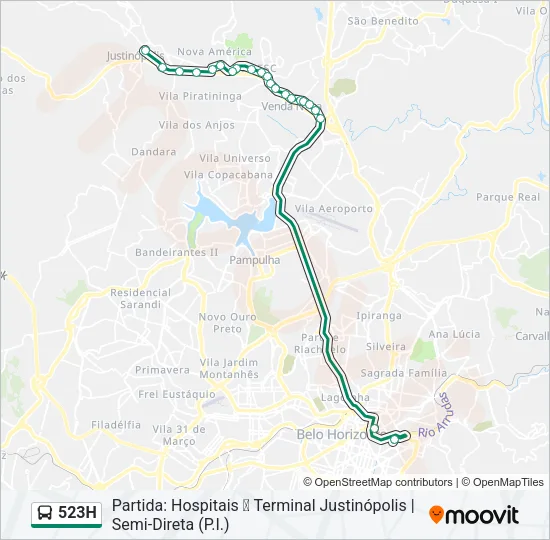 523H Bus Line Map