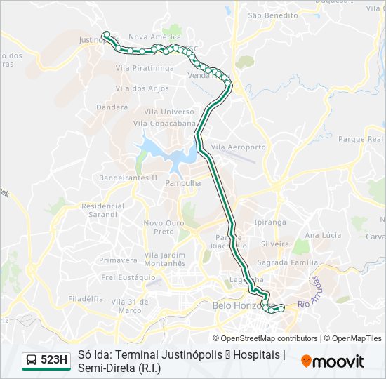 Mapa de 523H de autobús