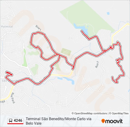 Mapa da linha 4246 de ônibus