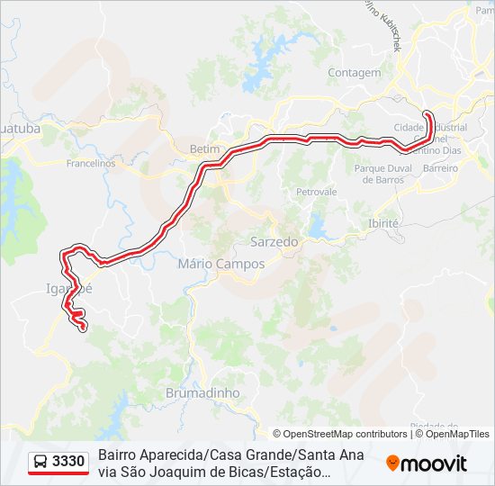 Mapa de 3330 de autobús