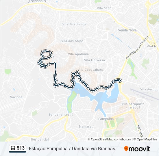 Mapa de 513 de autobús