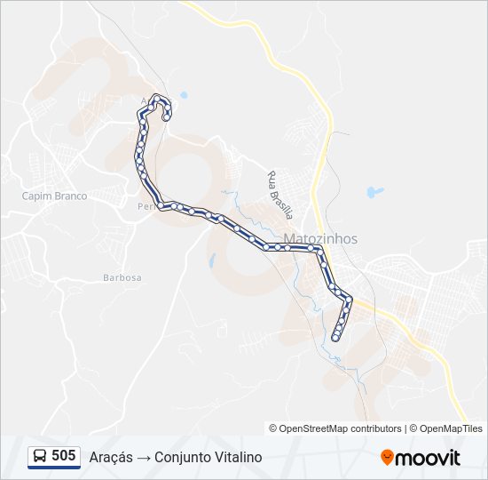Mapa da linha 505 de ônibus