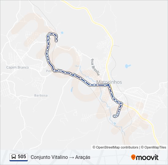 Mapa da linha 505 de ônibus