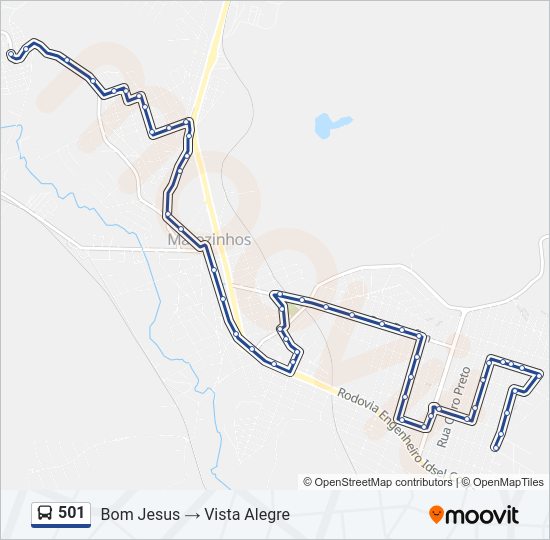 Mapa da linha 501 de ônibus
