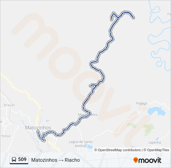 Mapa da linha 509 de ônibus