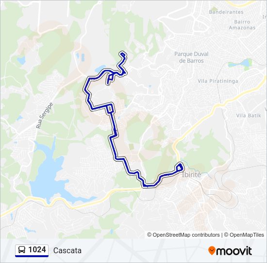 Mapa da linha 1024 de ônibus