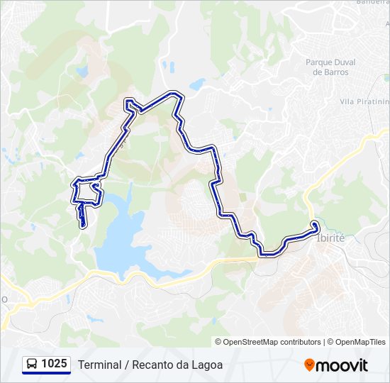 Mapa da linha 1025 de ônibus