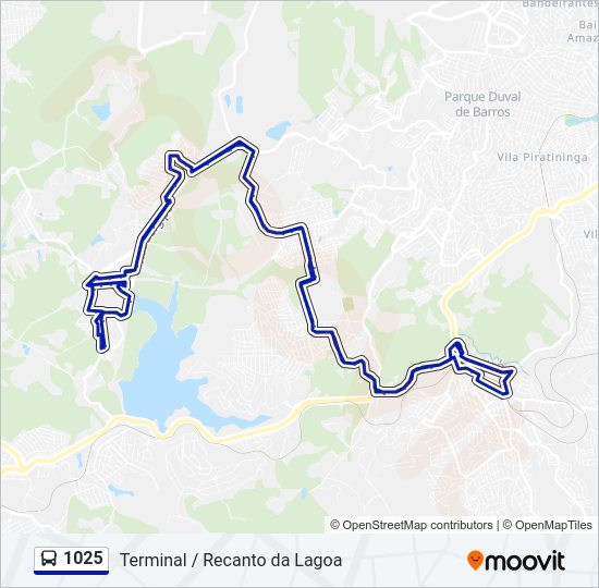 Mapa da linha 1025 de ônibus