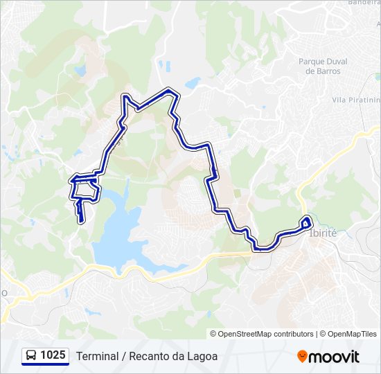 Mapa da linha 1025 de ônibus