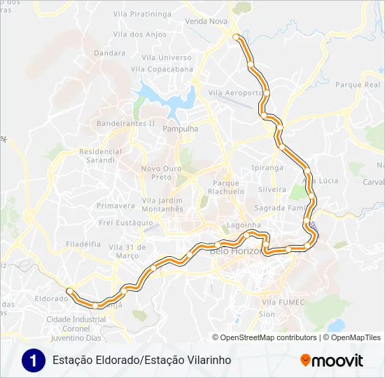 LINHA 1 LARANJA Metro Line Map