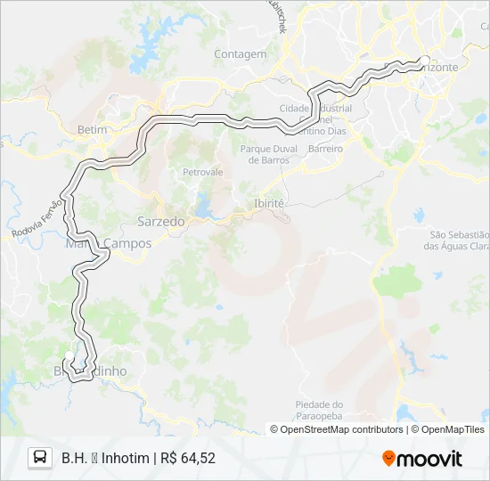 INHOTIM (COORDENADAS) Bus Line Map