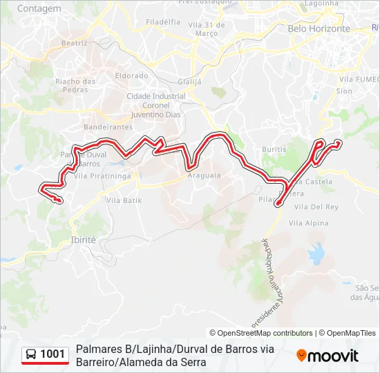 1001 Bus Line Map