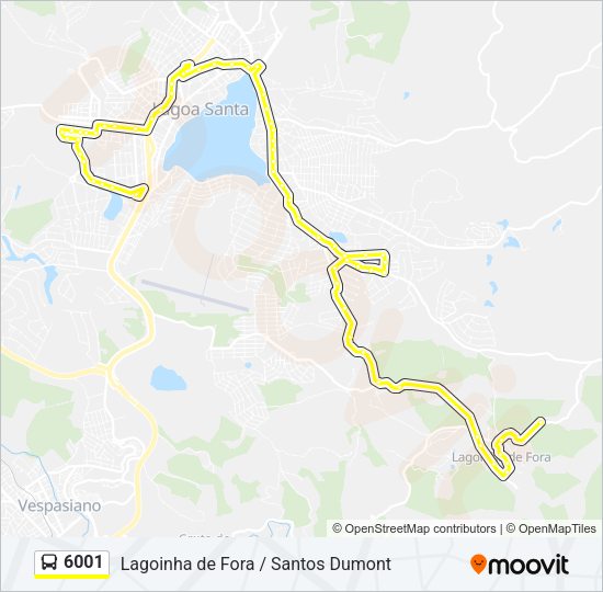 Mapa da linha 6001 de ônibus