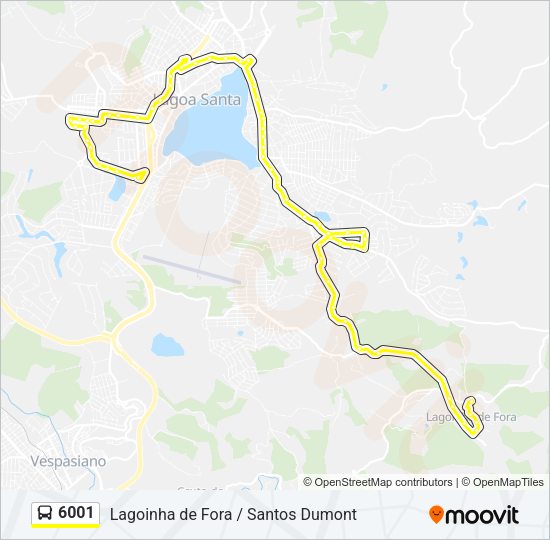 Mapa da linha 6001 de ônibus