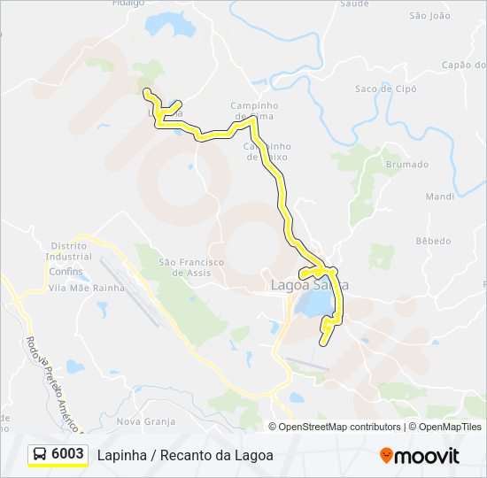 Mapa da linha 6003 de ônibus