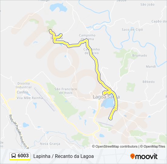 Mapa da linha 6003 de ônibus