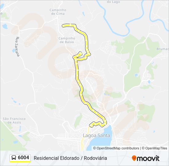 Mapa da linha 6004 de ônibus