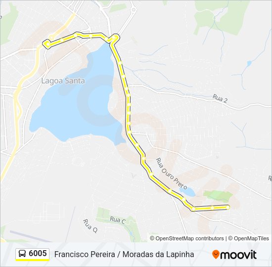 Mapa da linha 6005 de ônibus