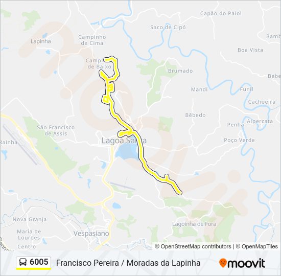Mapa da linha 6005 de ônibus