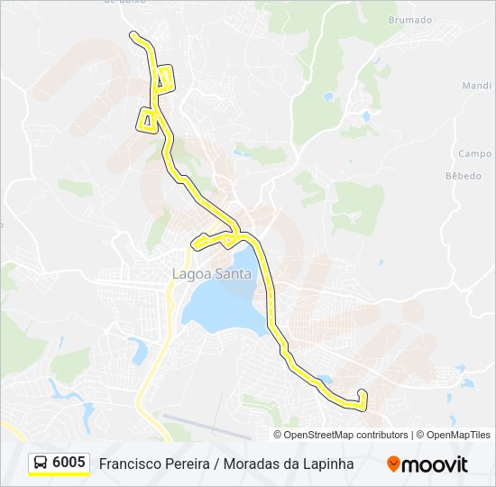 Mapa da linha 6005 de ônibus