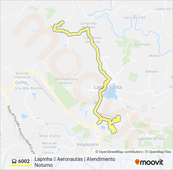 Mapa da linha 6002 de ônibus