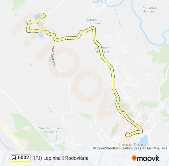 Mapa da linha 6002 de ônibus