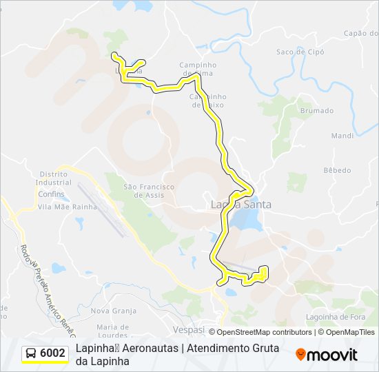Mapa da linha 6002 de ônibus