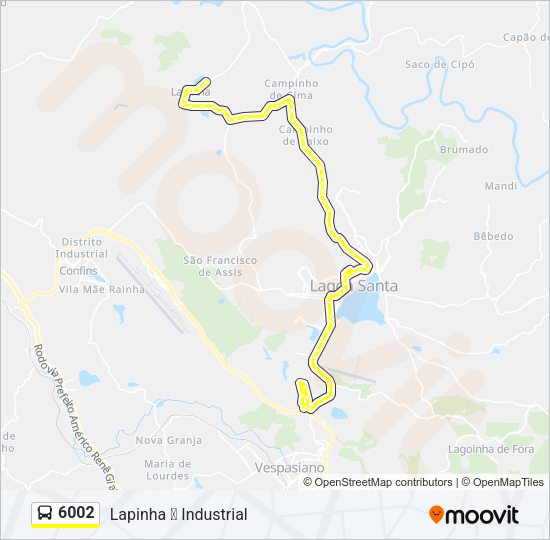 Mapa da linha 6002 de ônibus