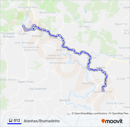 Mapa da linha 012 de ônibus