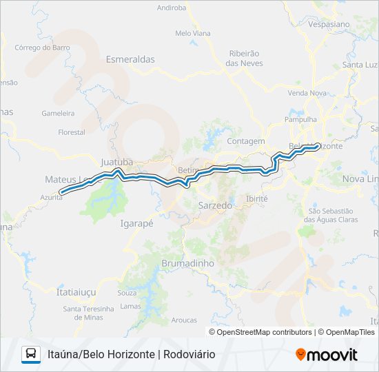 Mapa da linha BELO HORIZONTE (VIAÇÃO ITAÚNA) de ônibus