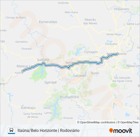 Rota da linha belo horizonte viação itaúna: horários, paradas e mapas ...
