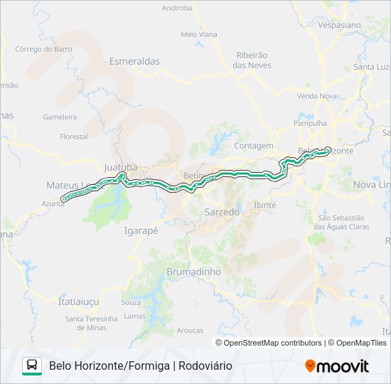 Mapa da linha FORMIGA (SANTA FÉ) de ônibus